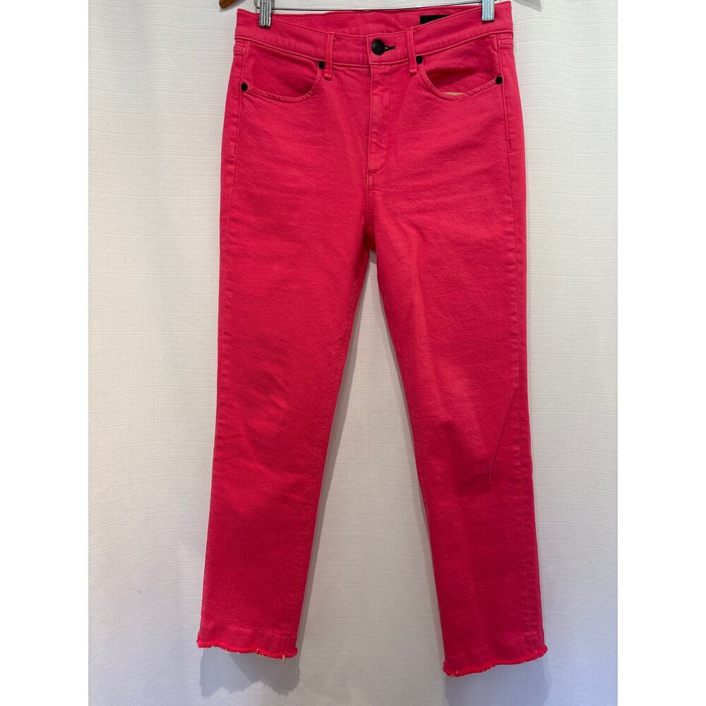 RAG & BONE Bull Pink Barbie High Rise Cigarette Jeans Raw Hem Sz 28